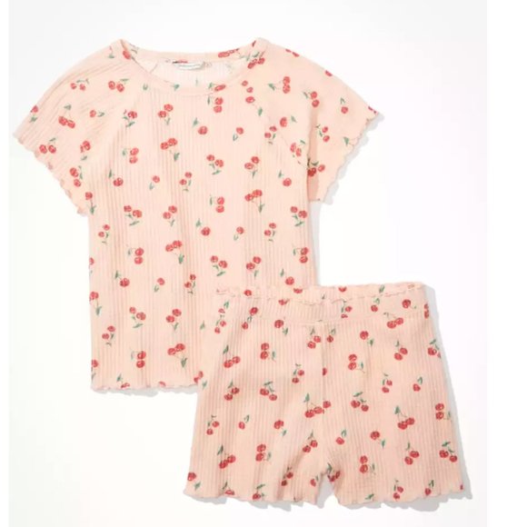 American Eagle Outfitters Other - American Eagle Set Cherry Print Pajama Sleeper Set size Medium
